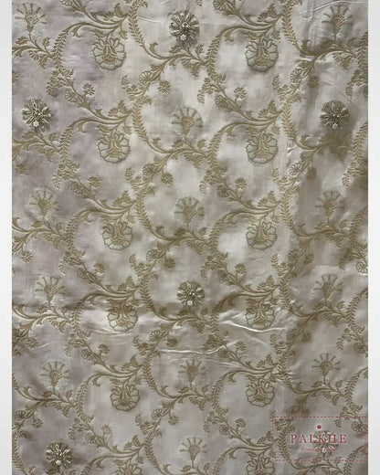 Ivory Floral Jaal Woven Silk Banarasi x Hand Embroidery