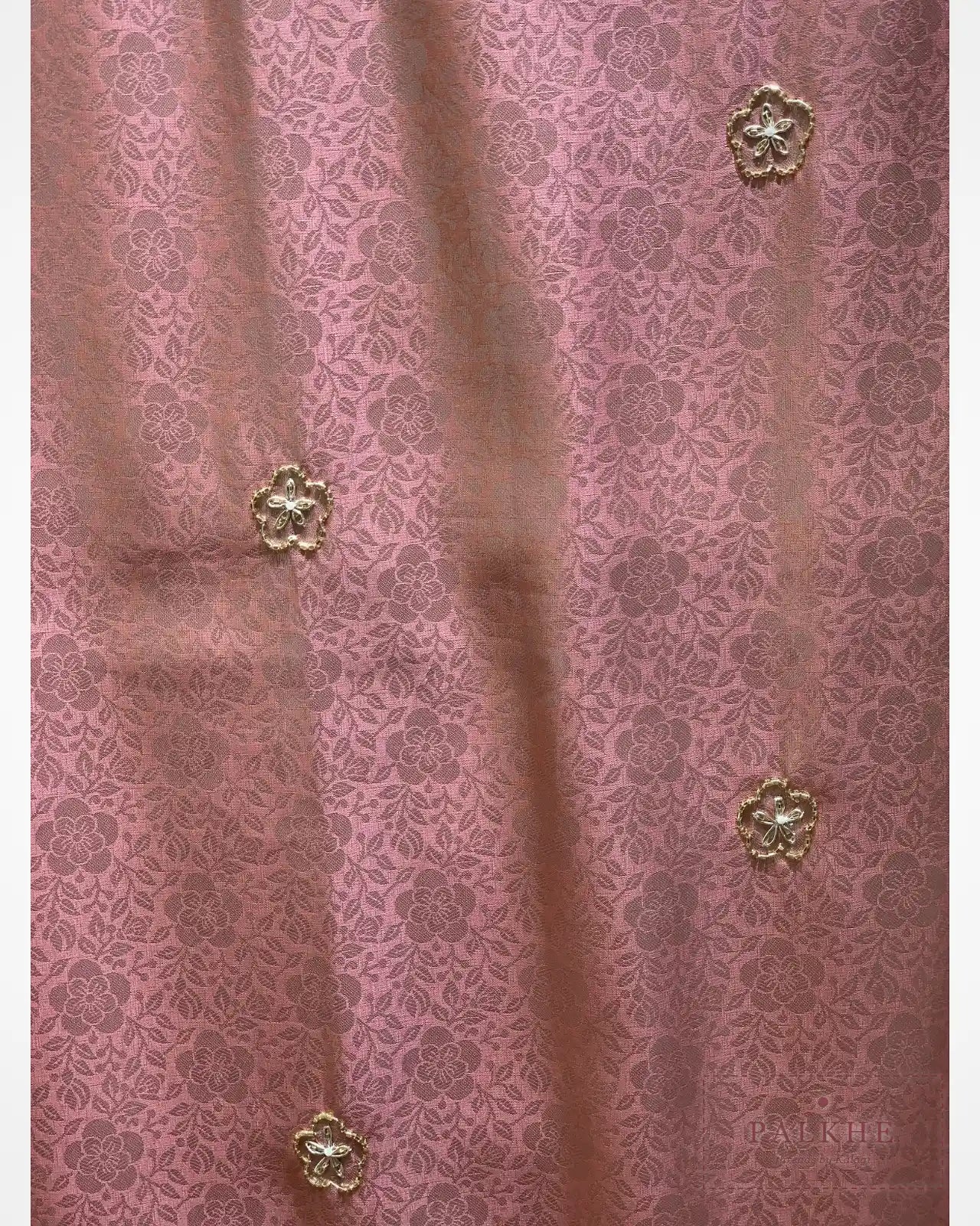Onion Pink Semi Silk Kanjivaram x Hand Embroidery