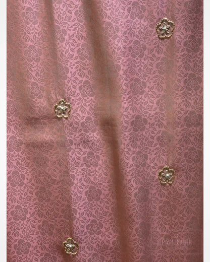 Onion Pink Semi Silk Kanjivaram x Hand Embroidery
