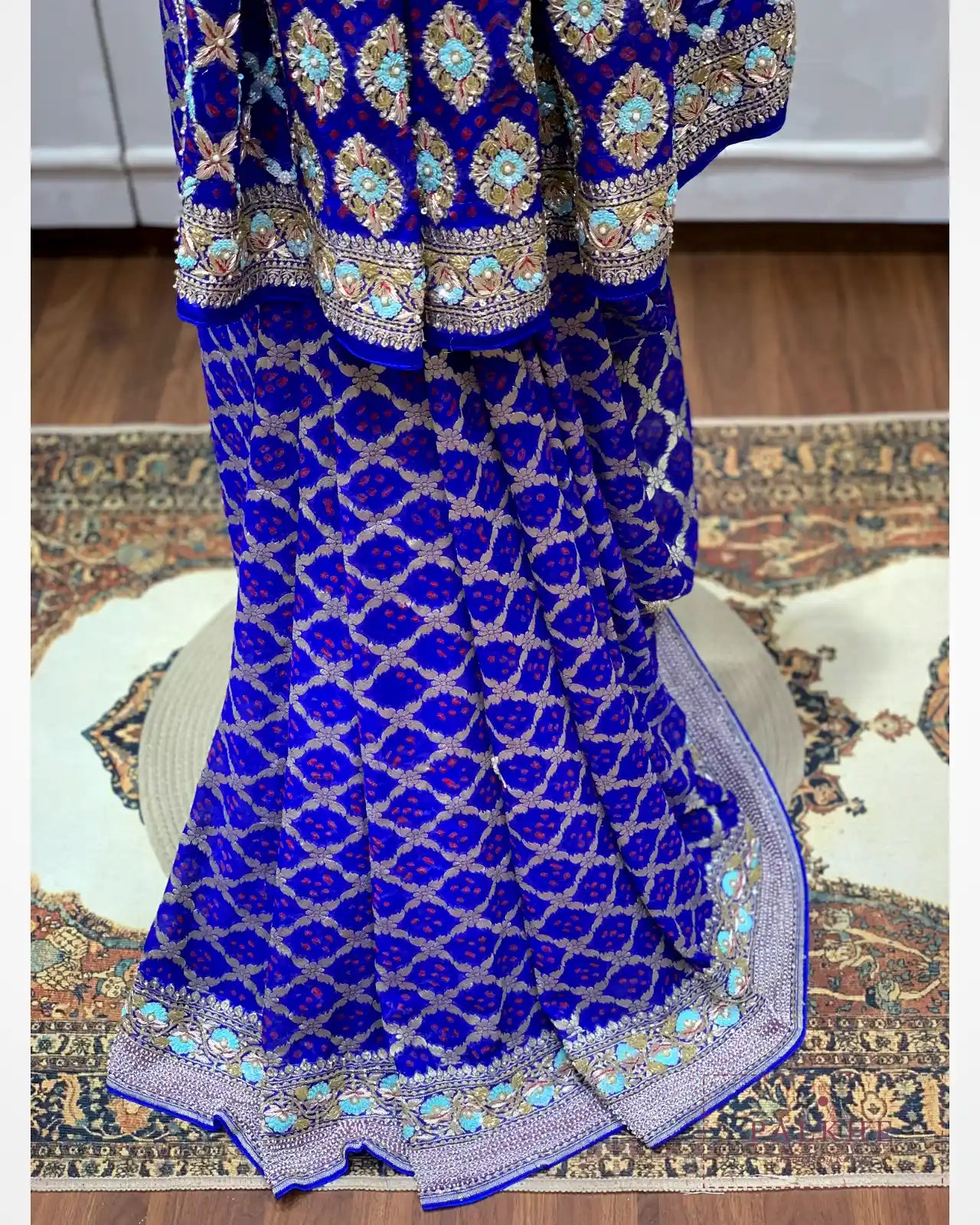Royal Blue Bandhej x Embroidery
