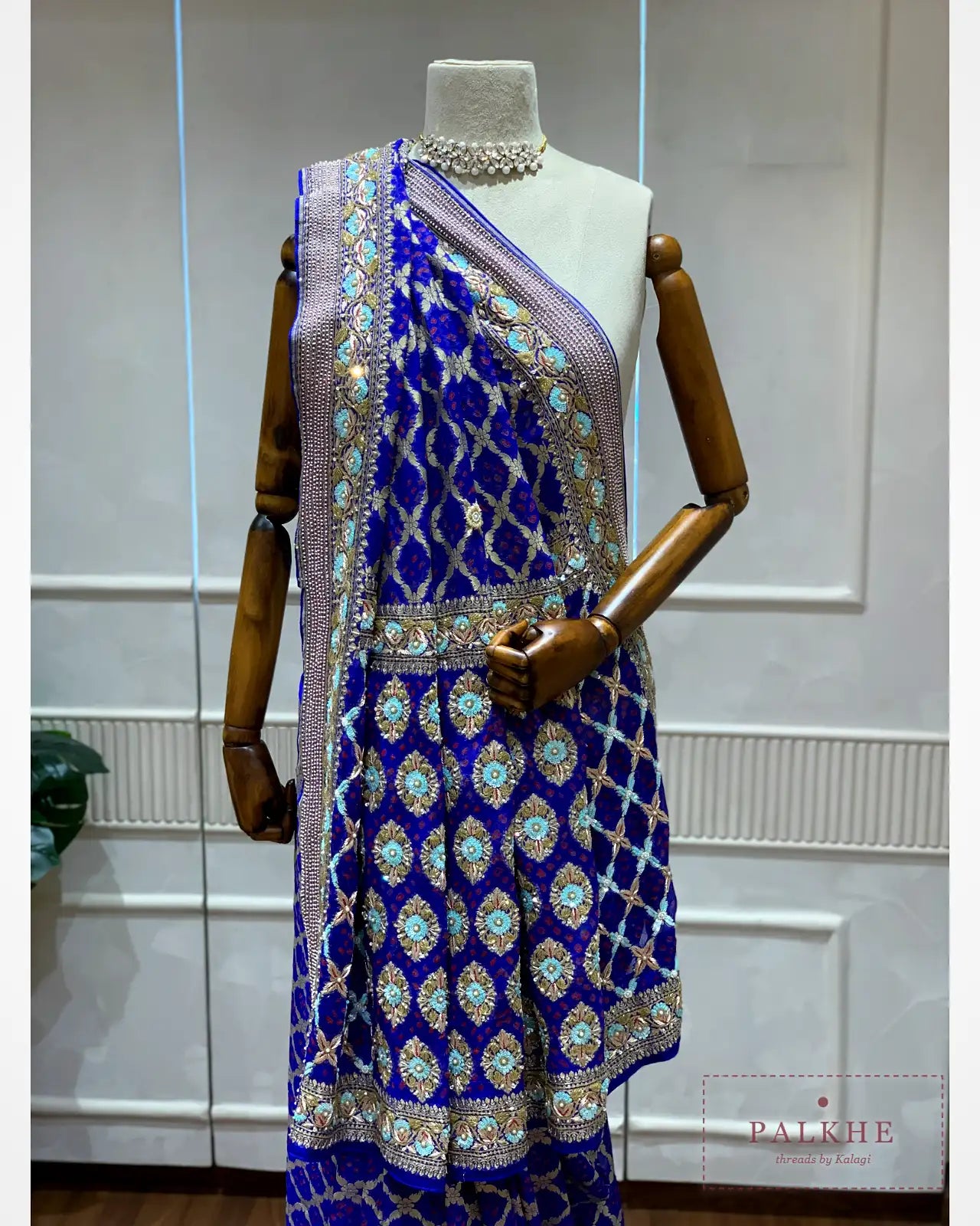 Royal Blue Bandhej x Embroidery