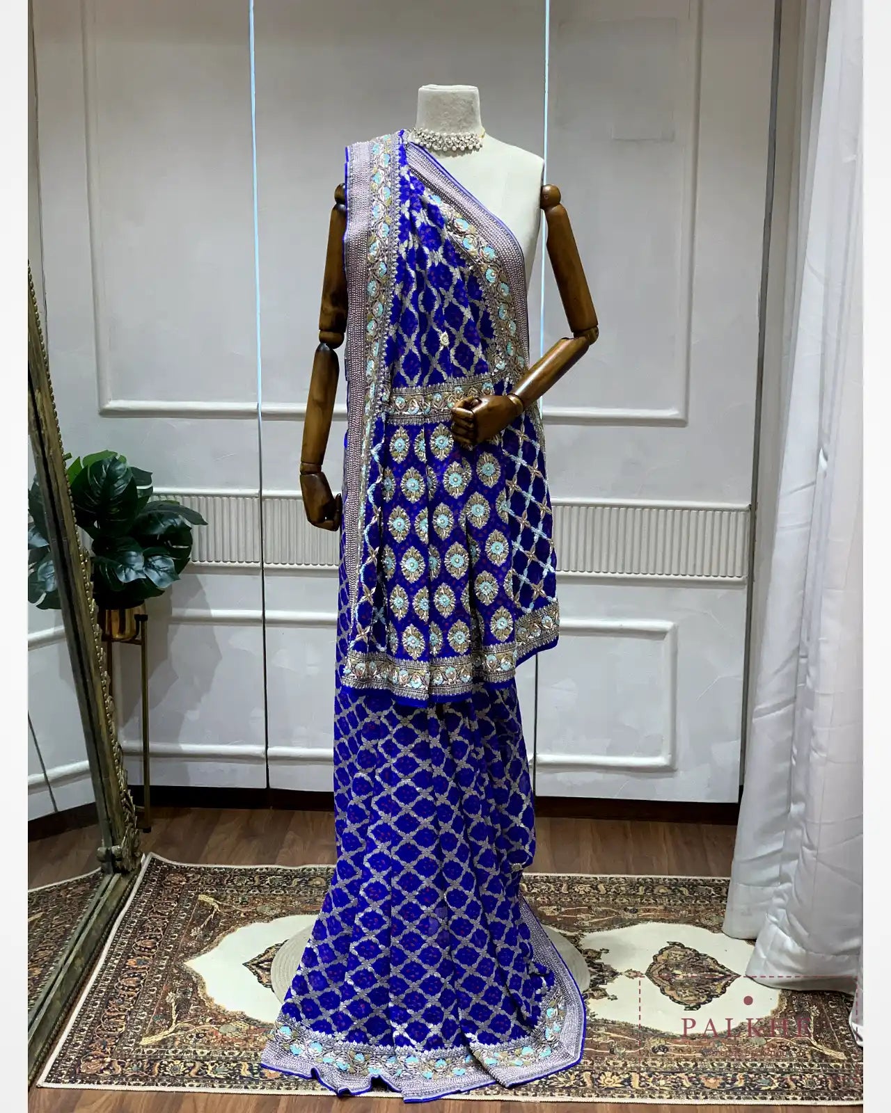 Royal Blue Bandhej x Embroidery