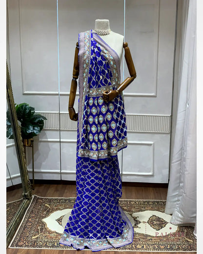 Royal Blue Bandhej x Embroidery