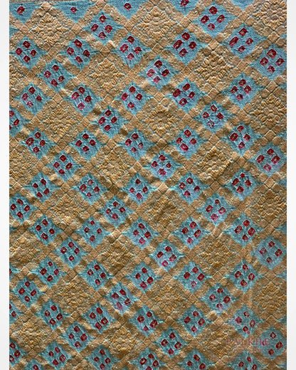 Olive Green Pure Georgette Bandhej x Hand Embroidery