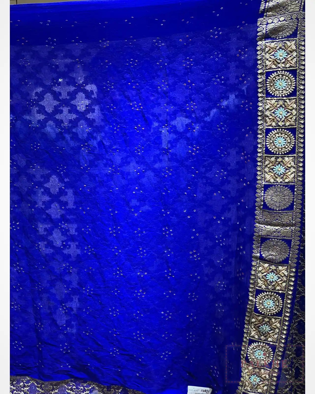 Royal Blue Bandhej x Hand Embroidery