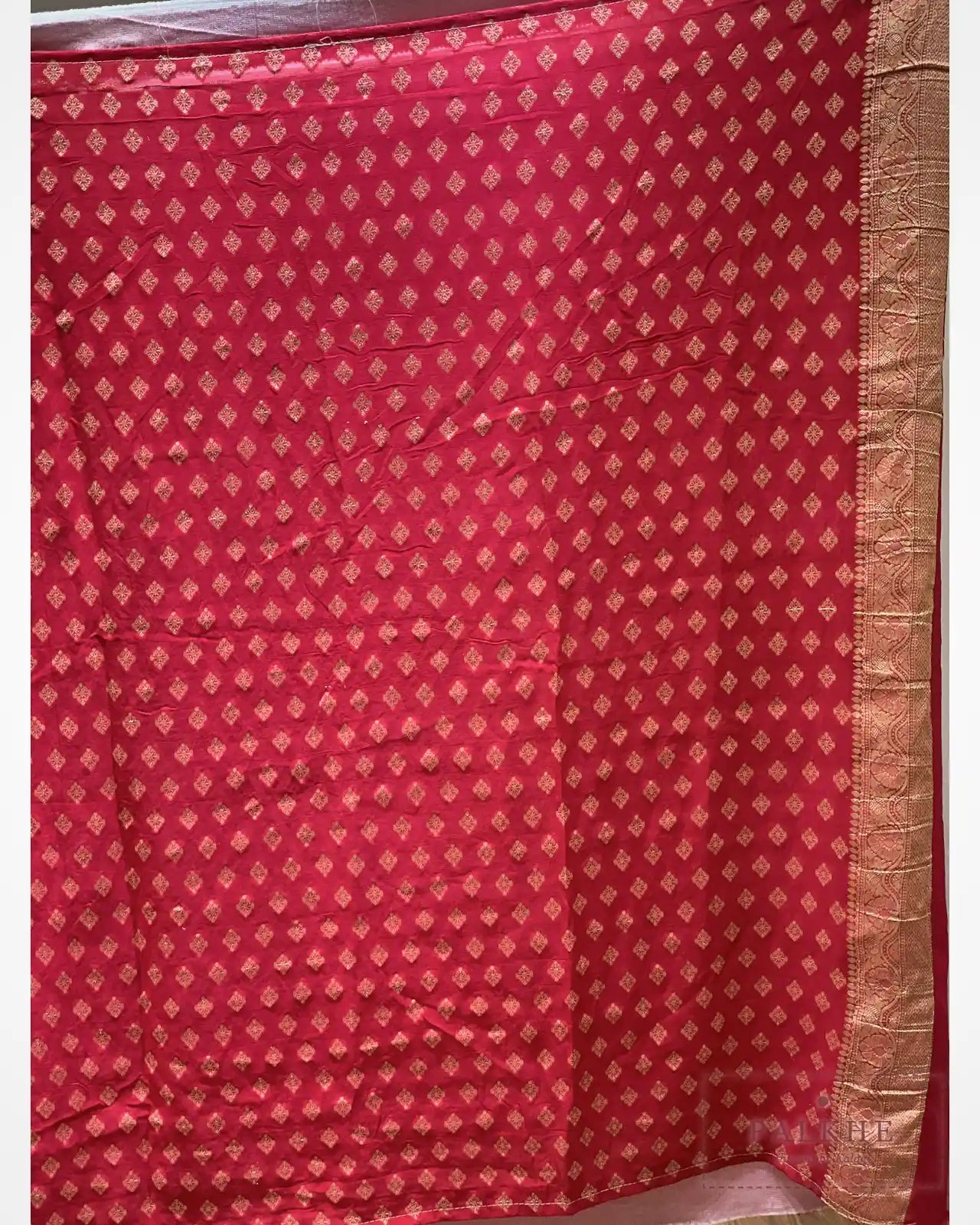 Rani Pink Georgette Bandhej x Hand Embroidery