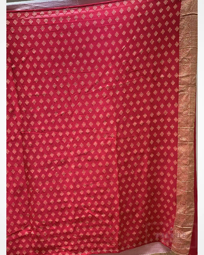 Rani Pink Georgette Bandhej x Hand Embroidery
