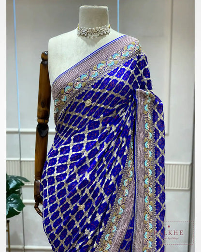 Royal Blue Bandhej x Embroidery