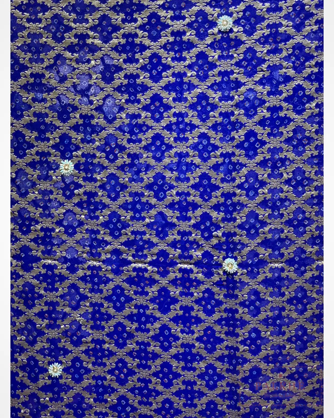 Royal Blue Bandhej x Hand Embroidery