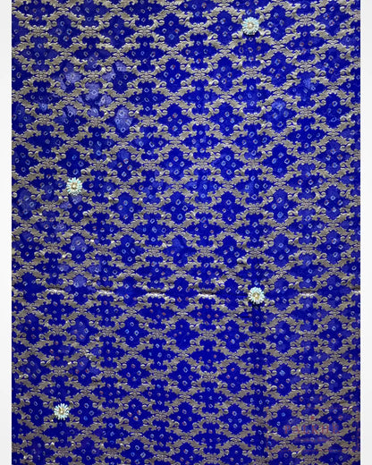 Royal Blue Bandhej x Hand Embroidery