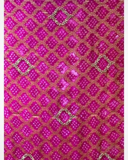 Pink Pure Georgette Bandhej x Hand Embroidery