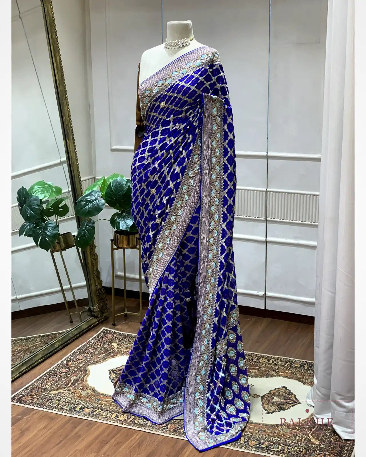 Royal Blue Bandhej x Embroidery