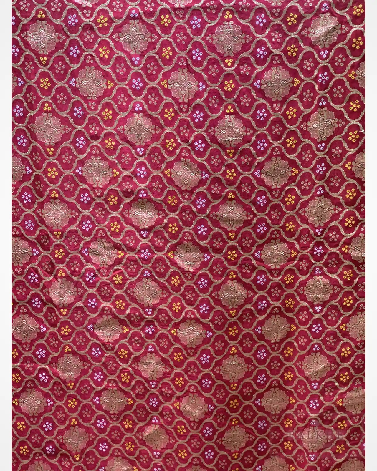 Rani Pink Georgette Bandhej x Hand Embroidery