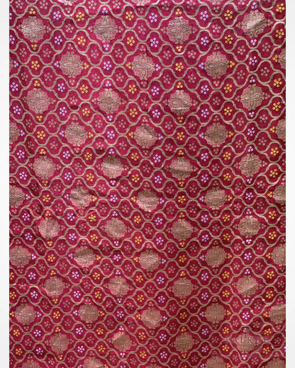 Rani Pink Georgette Bandhej x Hand Embroidery