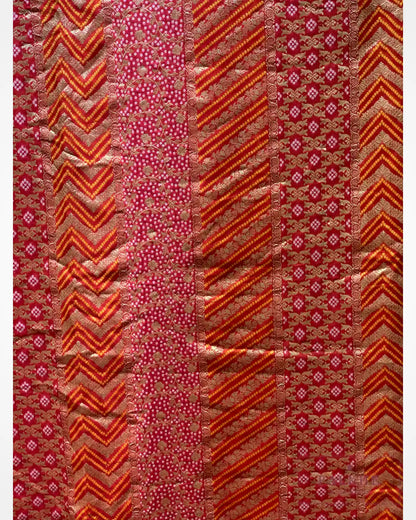 Maroon Khaddi Georgette Bandhej x Hand Embroidery