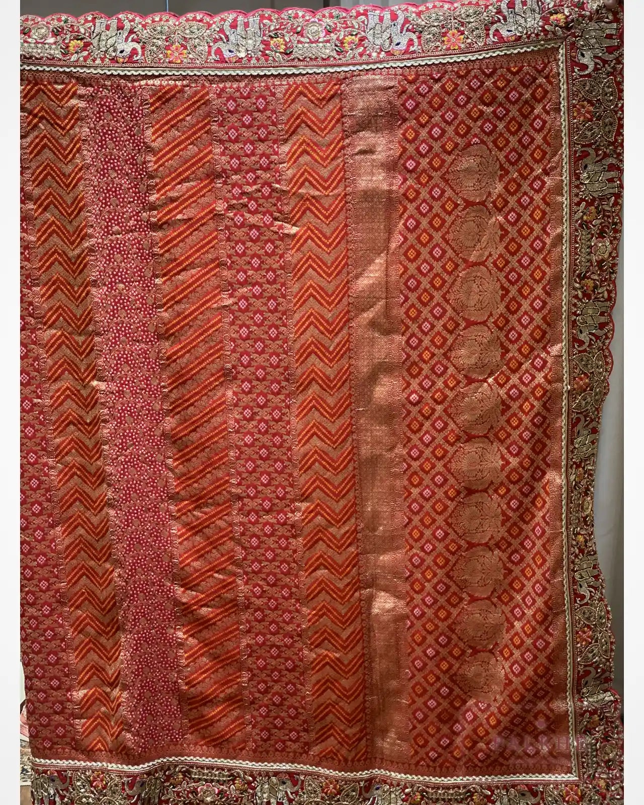 Maroon Khaddi Georgette Bandhej x Hand Embroidery