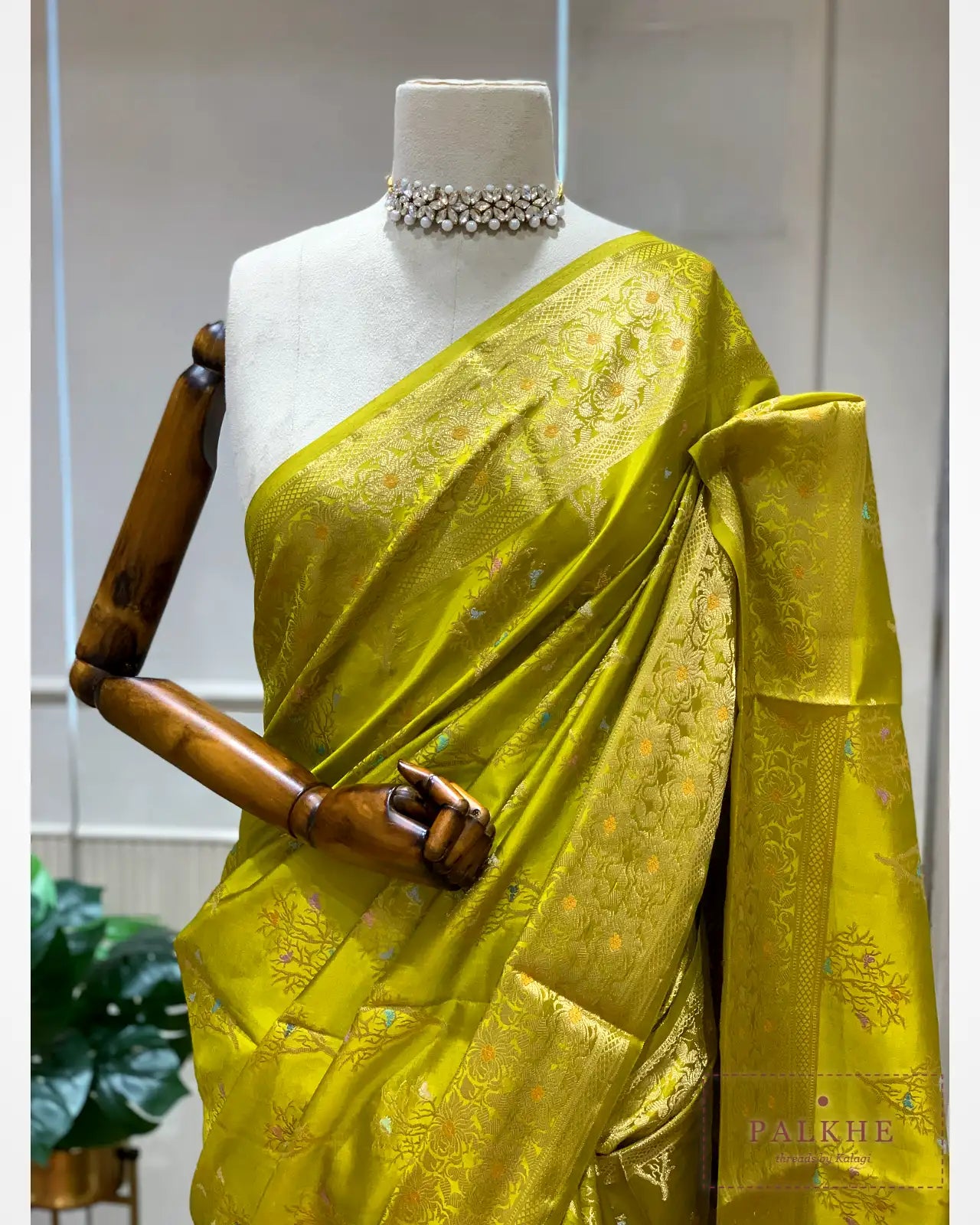 Olive Green Banarasi in Dupion Silk