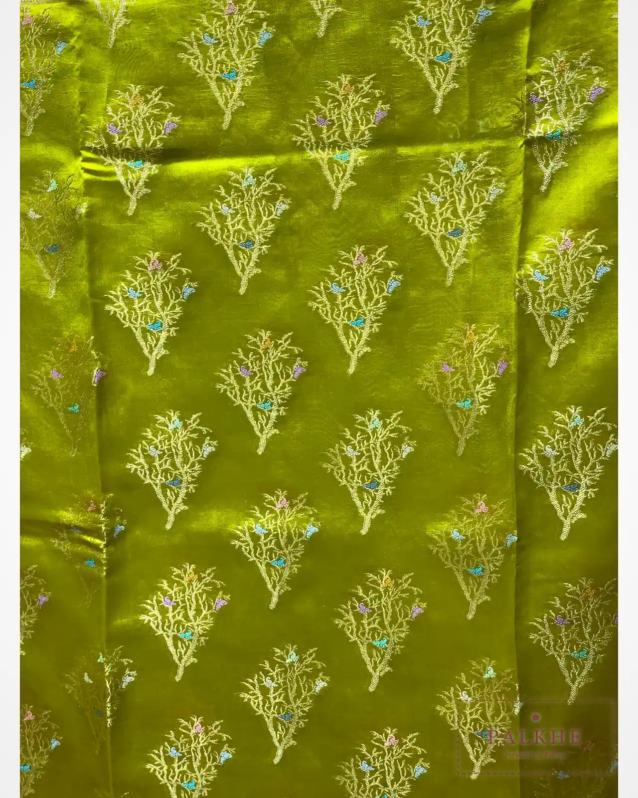 Olive Green Banarasi in Dupion Silk