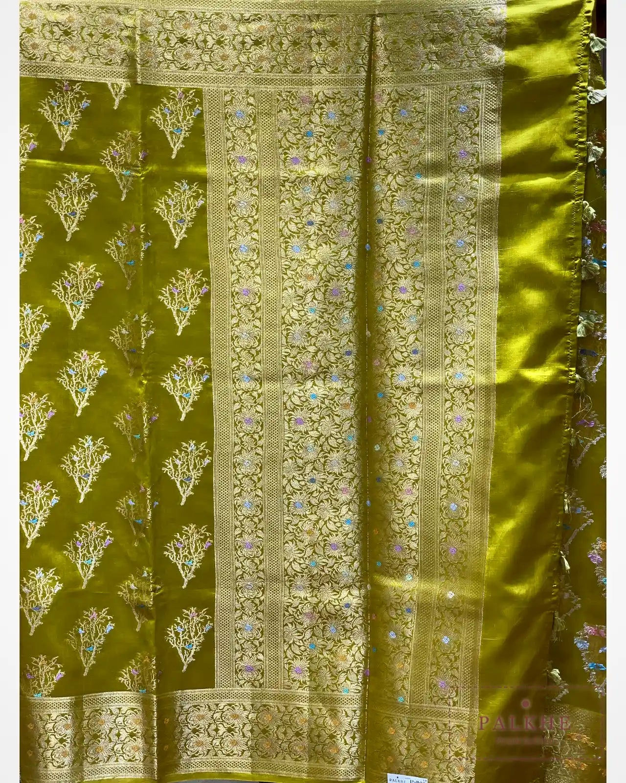 Olive Green Banarasi in Dupion Silk