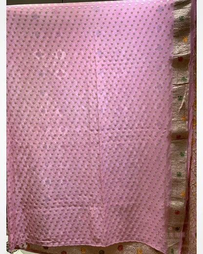 Baby Pink Bandhej Meenakari Jaal in Georgette