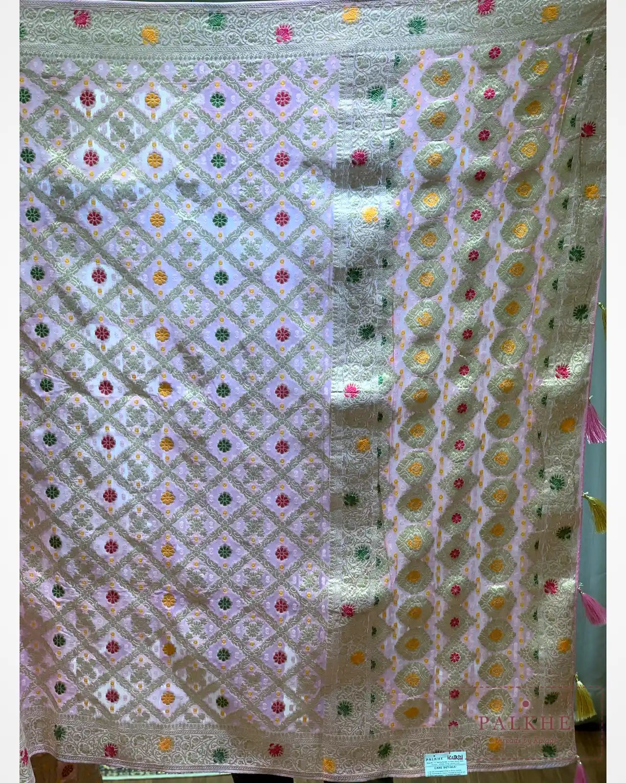 Baby Pink Bandhej Meenakari Jaal in Georgette