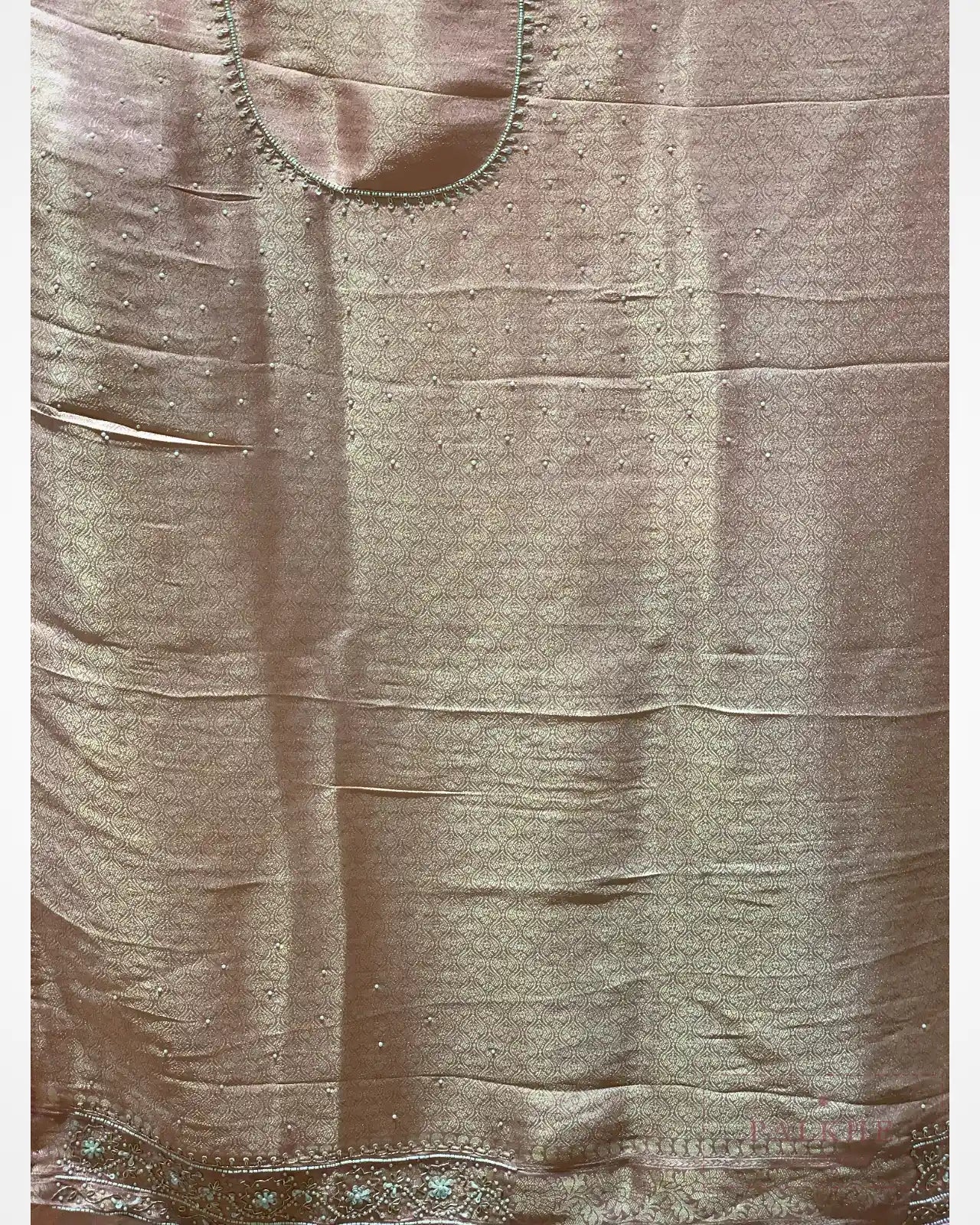 Pink Brocade Kanjivaram x Hand Embroidery
