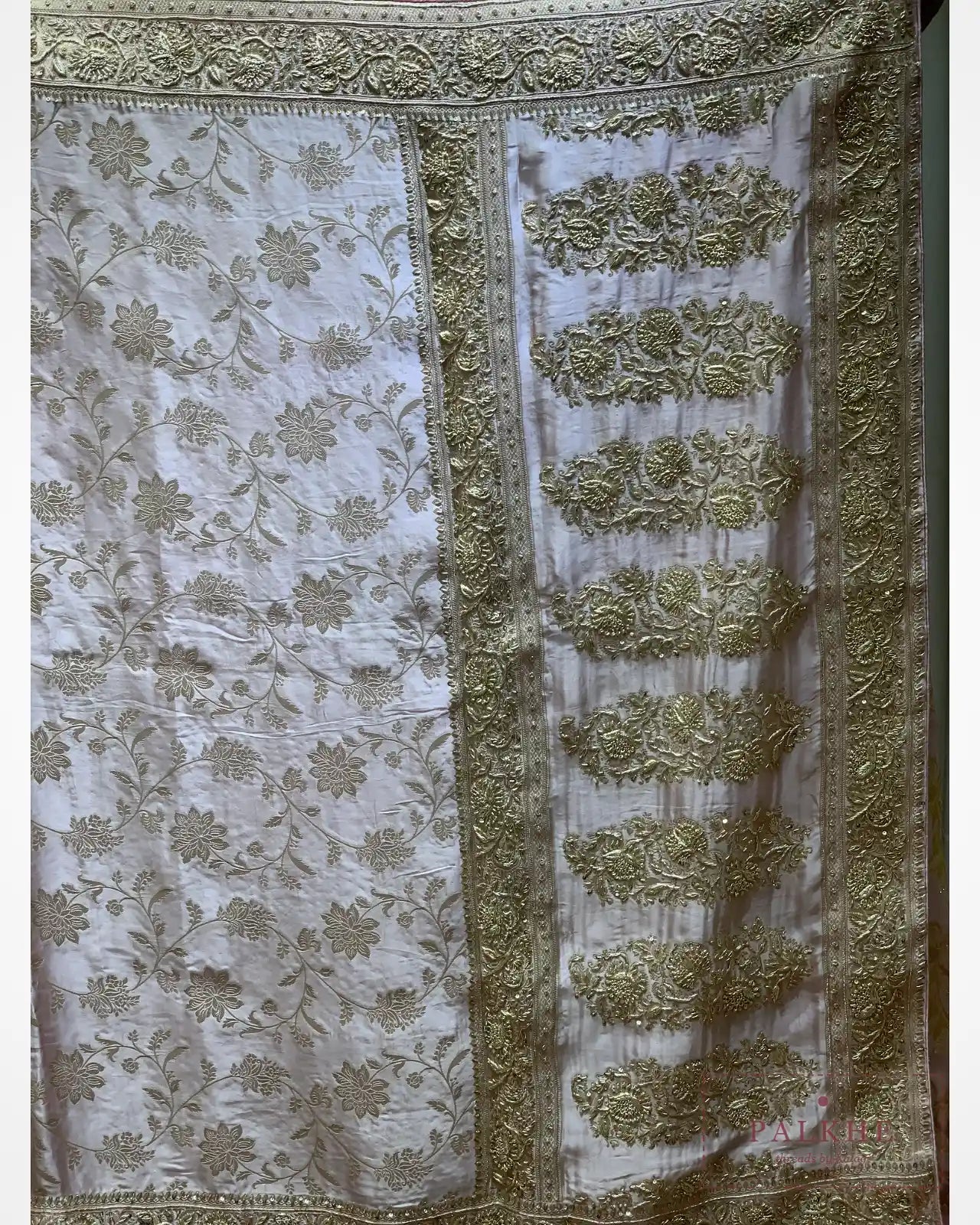 Lavender Floral Jaal Silk Banarasi x Hand Embroidery