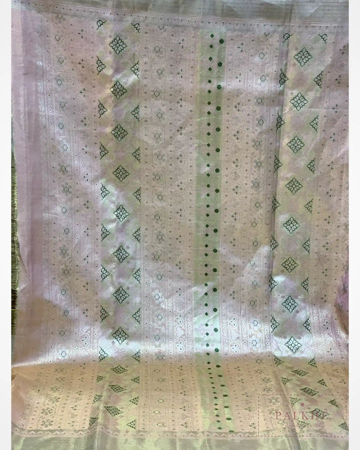 Pista Green Kanjivaram Floral Jaal in Pure Silk