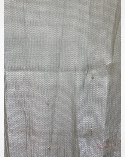 Aqua Blue Brocade Kanjivaram x Hand Embroidery