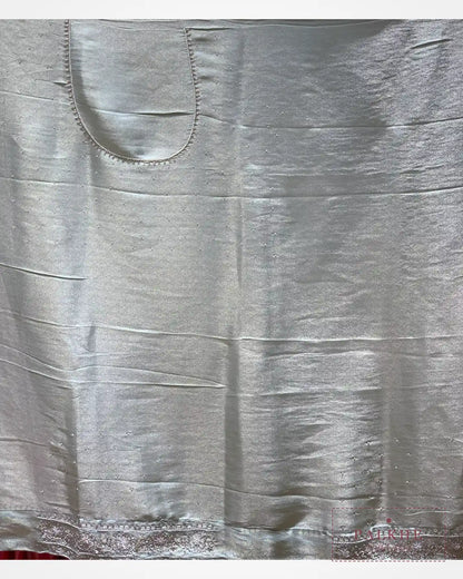 Aqua Blue Brocade Kanjivaram x Hand Embroidery