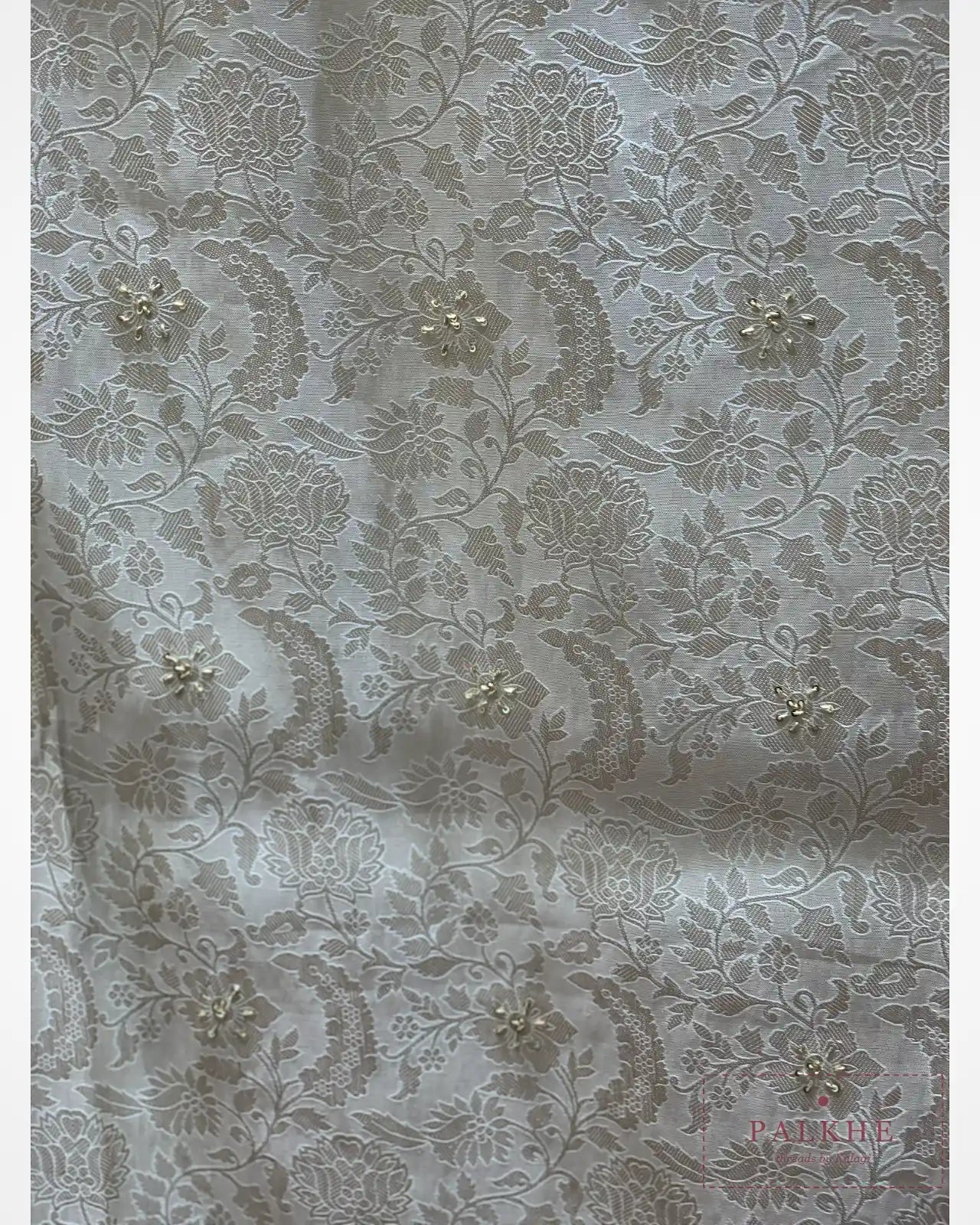 Ivory Floral Jaal Pure Silk Banarasi x Hand Embroidery