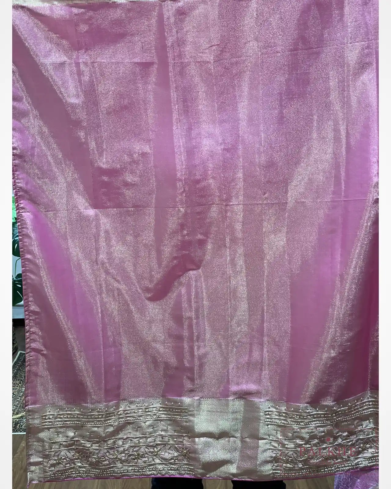 Pink Semi Silk Kanjivaram x Hand Embroidery