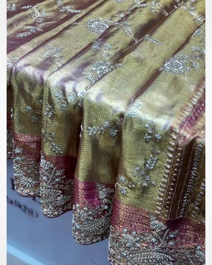 Pink Pure Silk Kanjivaram x Hand Embroidery