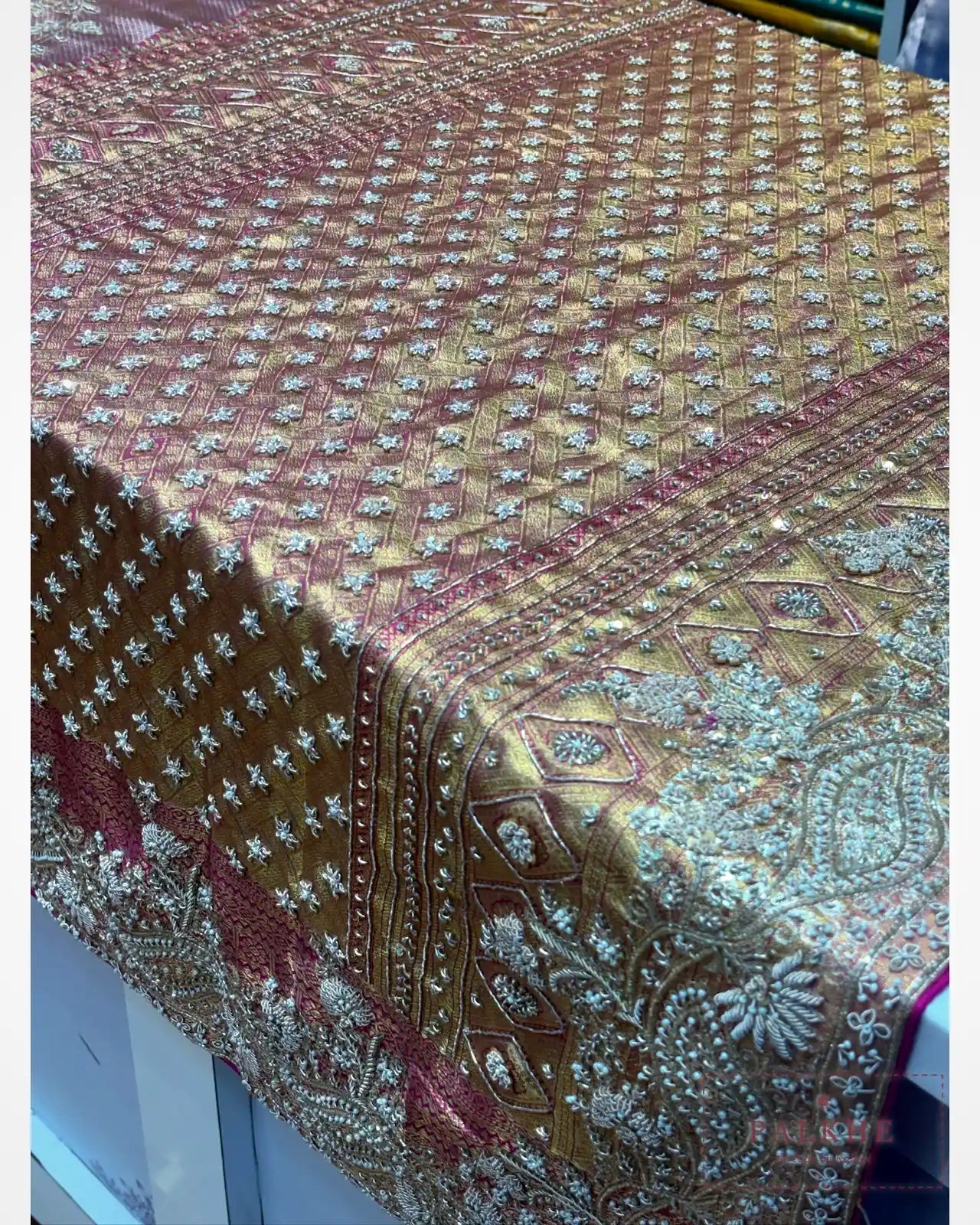 Pink Pure Silk Kanjivaram x Hand Embroidery
