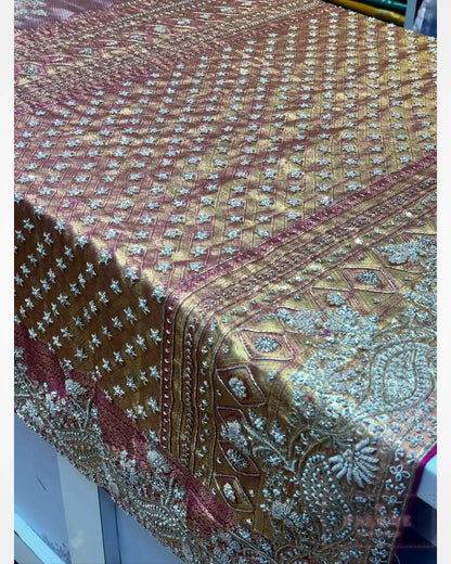 Pink Pure Silk Kanjivaram x Hand Embroidery