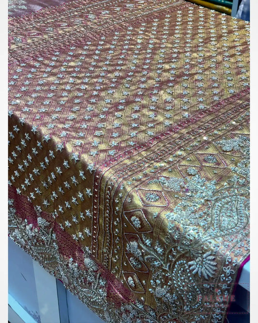 Pink Pure Silk Kanjivaram x Hand Embroidery