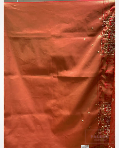 Classic Red Semi Silk Banarasi x Hand Embroidery