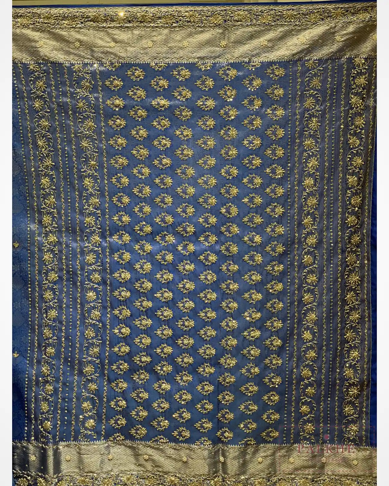 Royal Blue Semi Silk Kanjivaram x Hand Embroidery