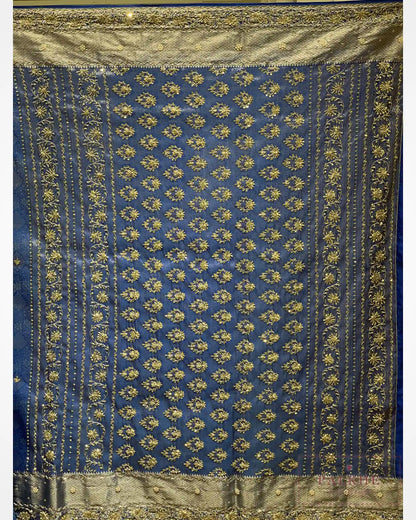 Royal Blue Semi Silk Kanjivaram x Hand Embroidery