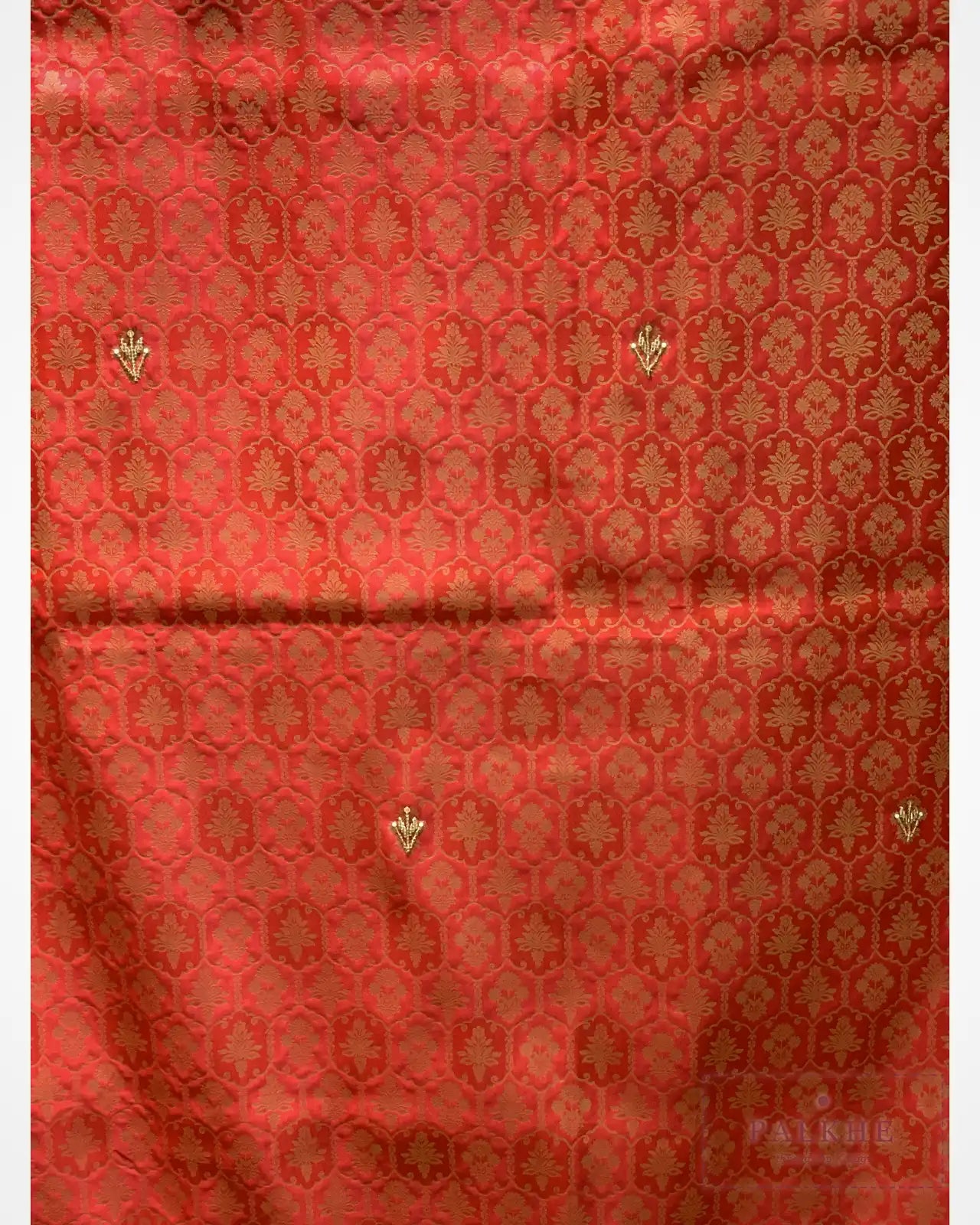 Classic Red Semi Silk Banarasi x Hand Embroidery