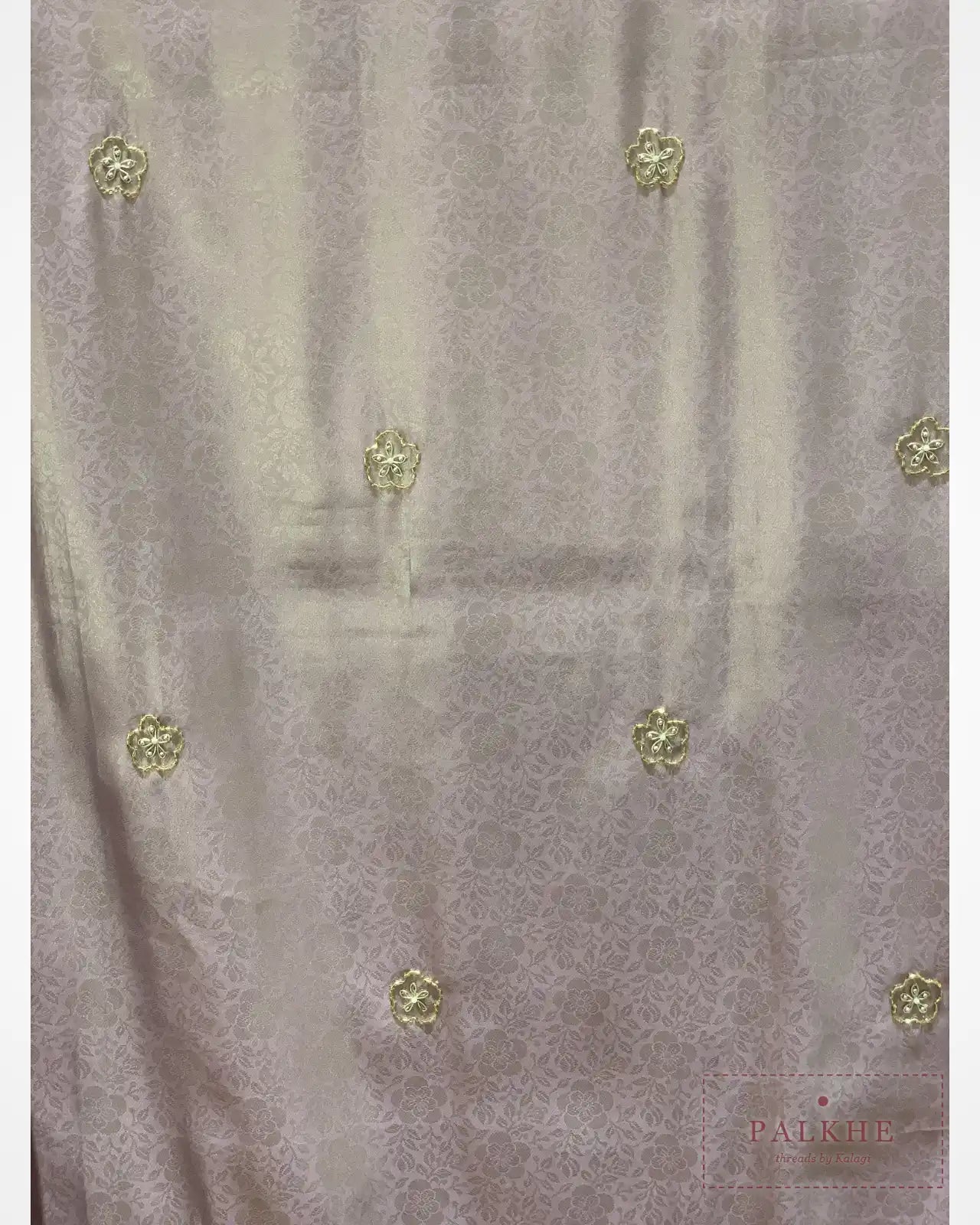 Lavender Floral Jaal Semi Silk Kanjivaram x Hand Embroidery