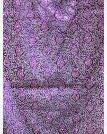 Purple Semi Silk Banarasi x Hand Embroidery