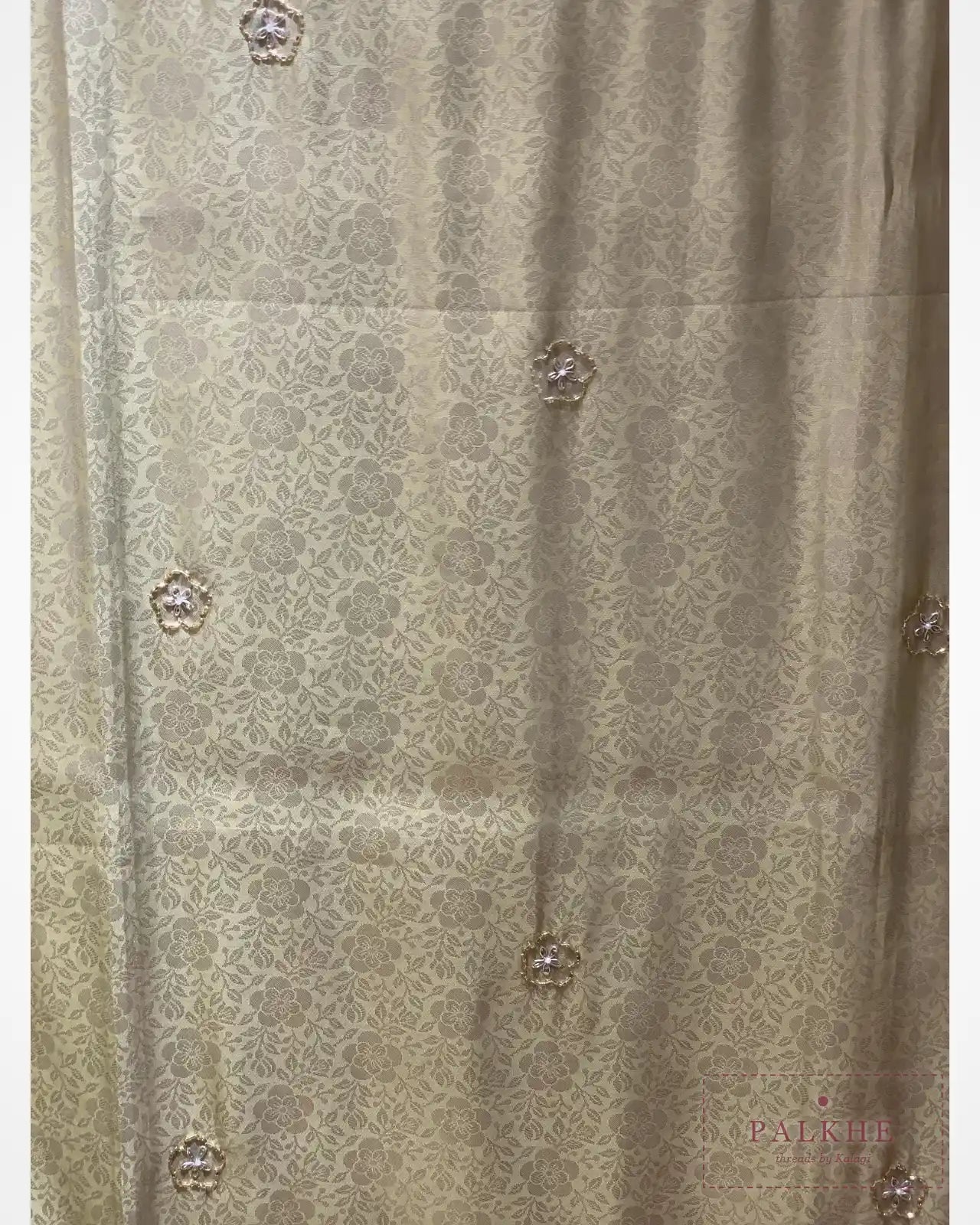 Teal Green Floral Jaal Semi Silk Kanjivaram x Hand Embroidery