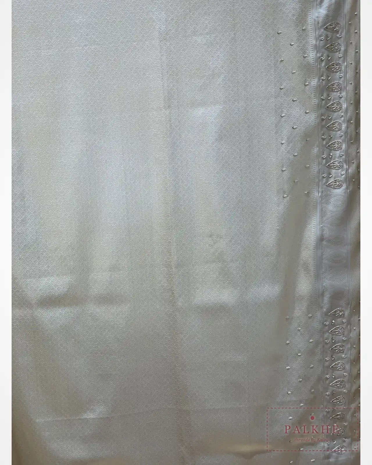 Silver-Gold Floral Semi Silk Kanjivaram x Hand Embroidery