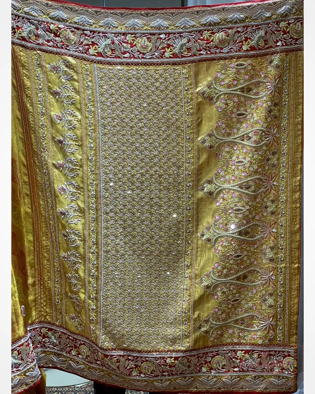 Mustard Pure Silk Kanjivaram x Hand Embroidery