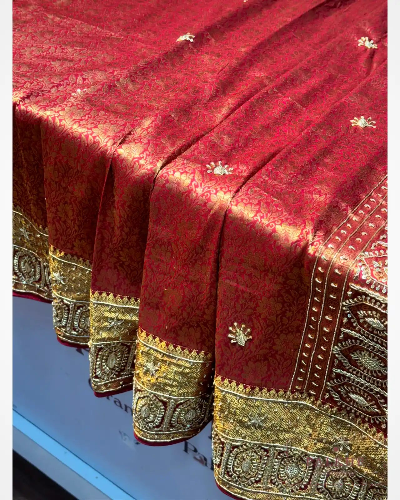 Maroon Pure Silk Kanjivaram x Hand Embroidery