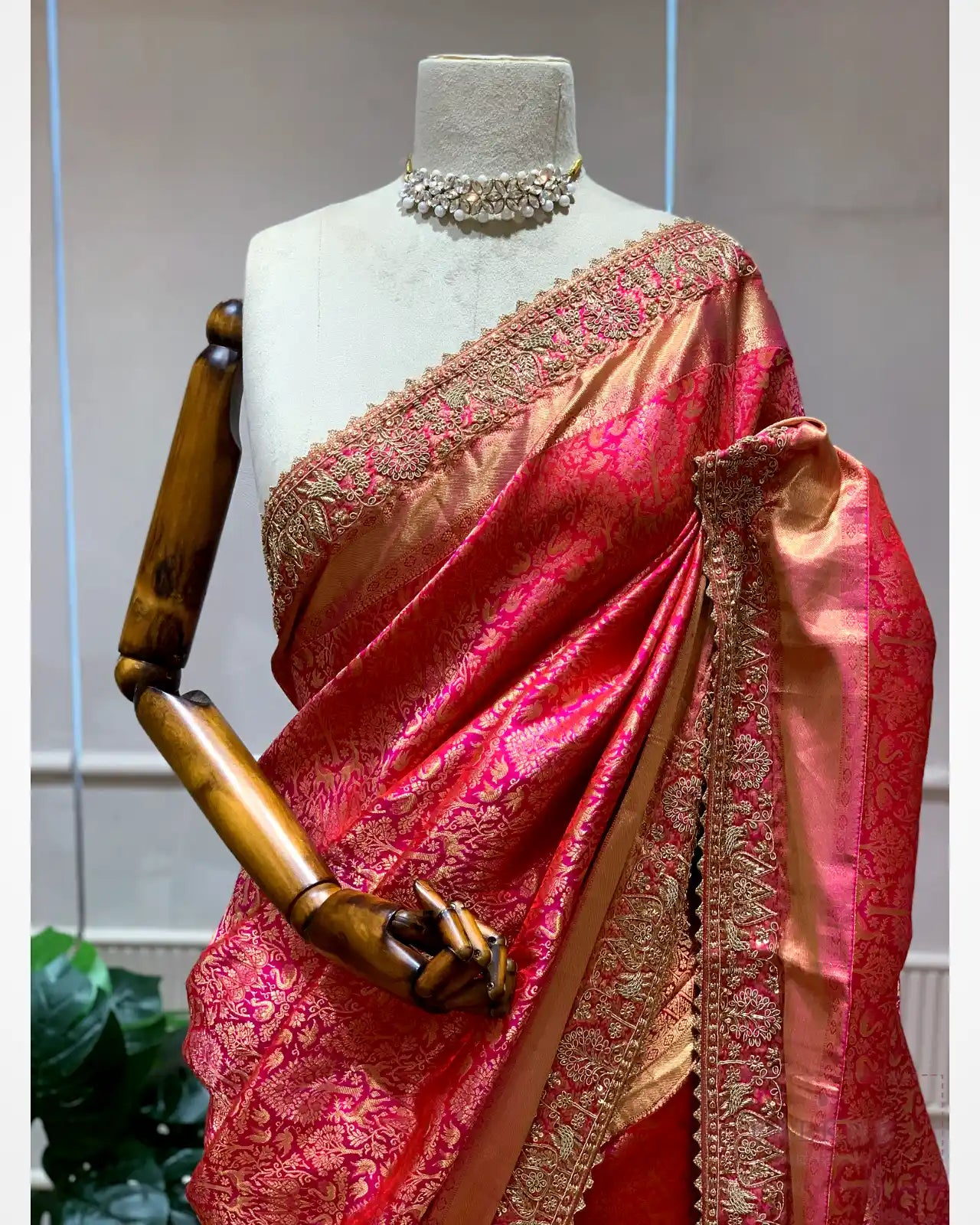 Rani Pink Pure Silk Kanjivaram x Hand Embroidery