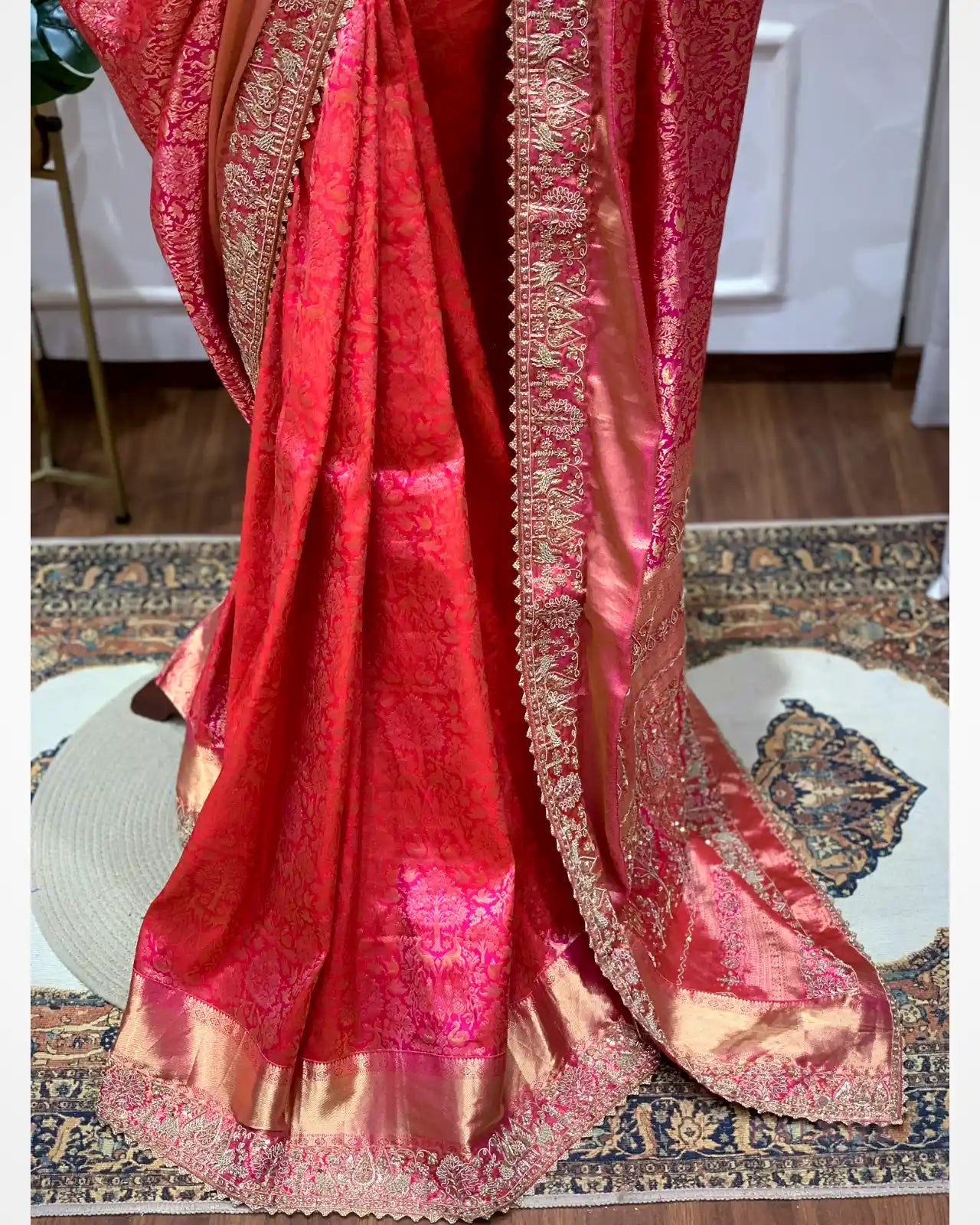 Rani Pink Pure Silk Kanjivaram x Hand Embroidery