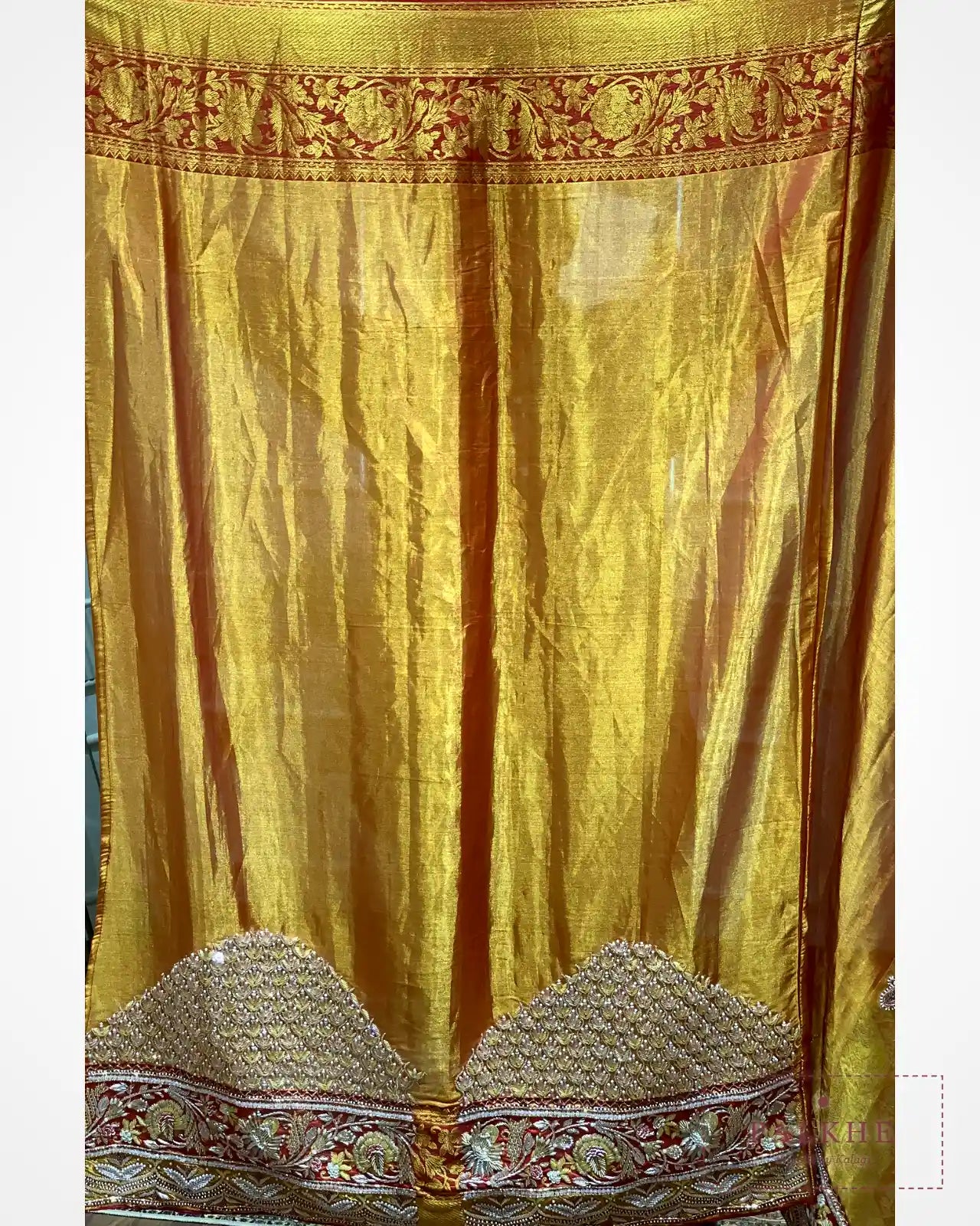 Mustard Pure Silk Kanjivaram x Hand Embroidery