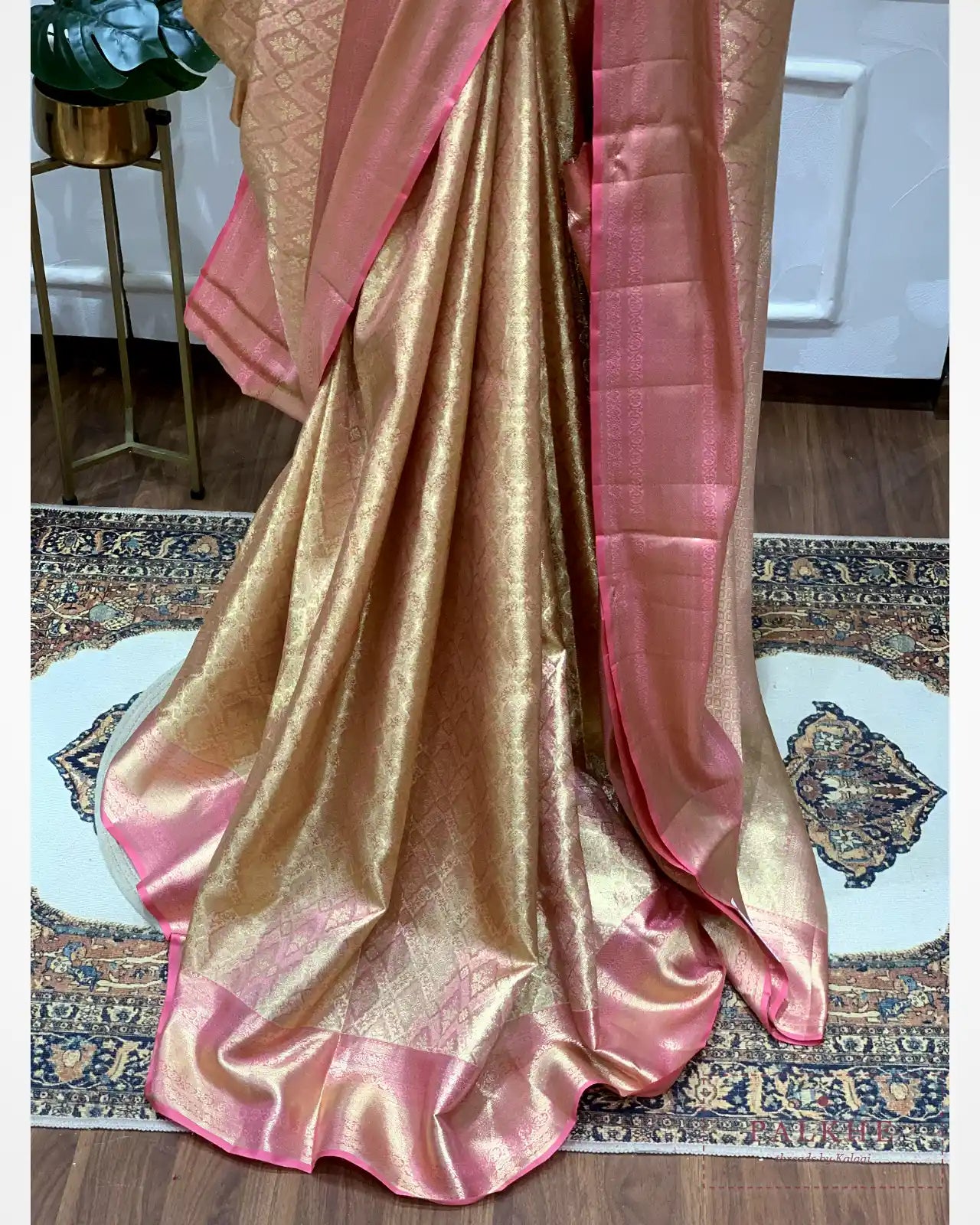 Rose Gold Kanjivaram in Tissue Brocade